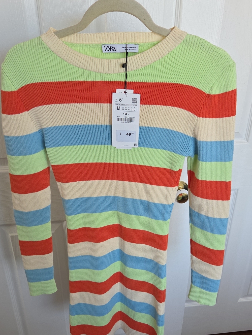 Zara Striped Ribbed Knit Sweater Dress - Multicolor